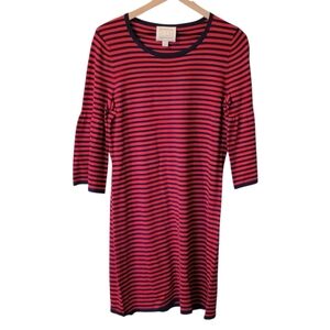 Sail to Sable‎ STS Red Navy Stripe Dress with Bell Sleeves M